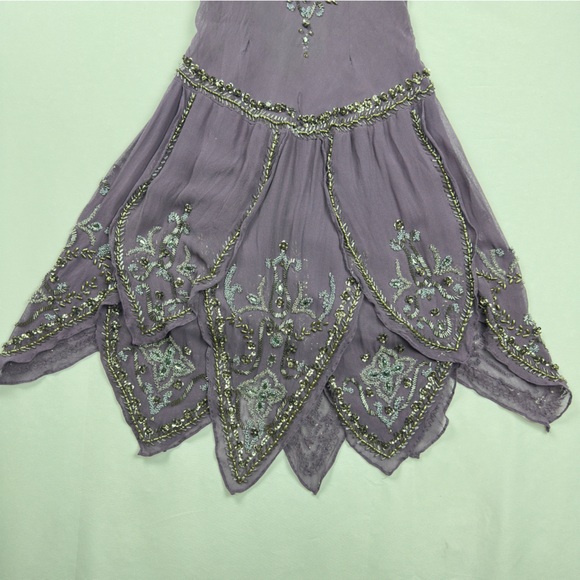 Sue Wong Nocturne Silk Beaded Purple Mini Dress - Picture 5 of 11